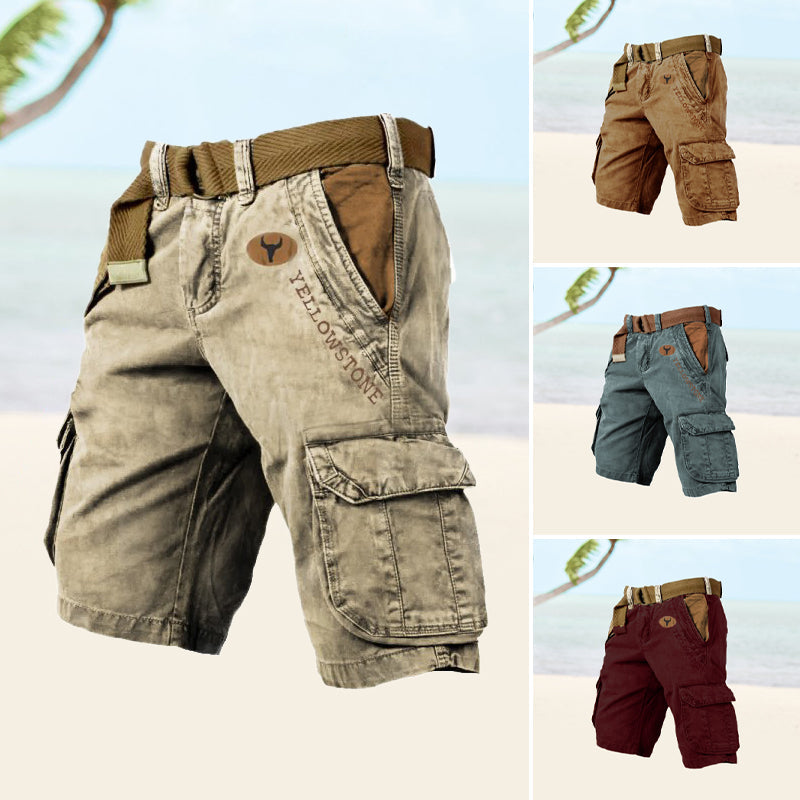 Herren Cargo-Shorts aus Twill & Ripstop Baumwolle | 6 Taschen für Outdoor & Alltag | robuste, lockere Passform | Wandern & Freizeit