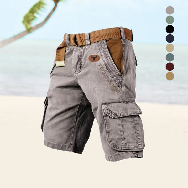 Herren Cargo-Shorts aus Twill & Ripstop Baumwolle | 6 Taschen für Outdoor & Alltag | robuste, lockere Passform | Wandern & Freizeit