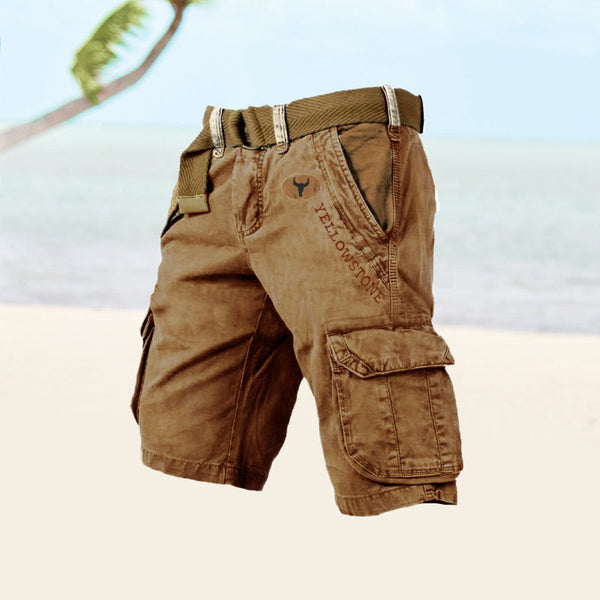Herren Cargo-Shorts aus Twill & Ripstop Baumwolle | 6 Taschen für Outdoor & Alltag | robuste, lockere Passform | Wandern & Freizeit