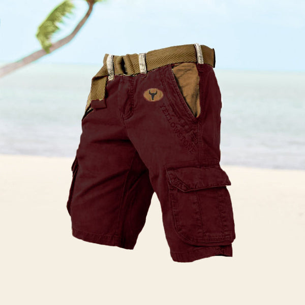 Herren Cargo-Shorts aus Twill & Ripstop Baumwolle | 6 Taschen für Outdoor & Alltag | robuste, lockere Passform | Wandern & Freizeit