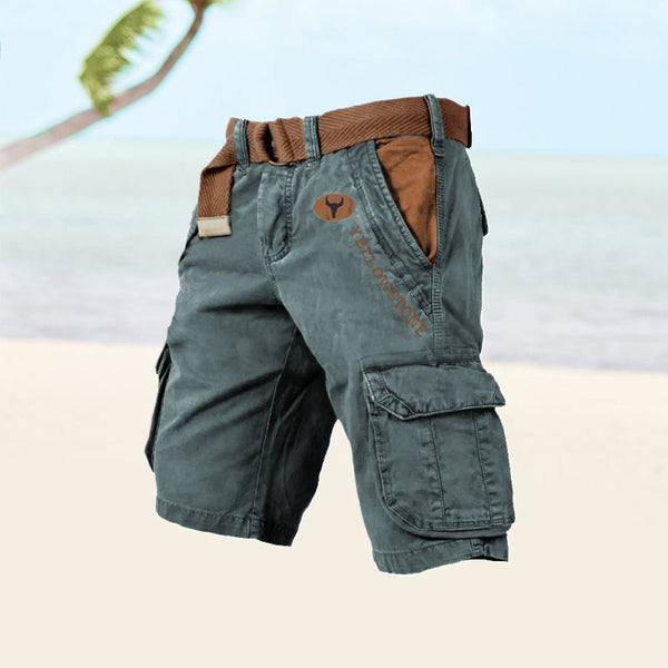 Herren Cargo-Shorts aus Twill & Ripstop Baumwolle | 6 Taschen für Outdoor & Alltag | robuste, lockere Passform | Wandern & Freizeit