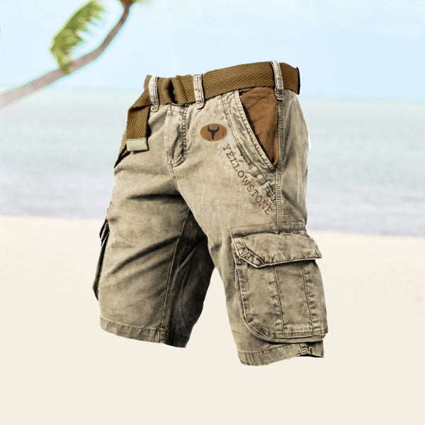 Herren Cargo-Shorts aus Twill & Ripstop Baumwolle | 6 Taschen für Outdoor & Alltag | robuste, lockere Passform | Wandern & Freizeit