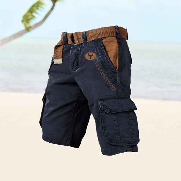 Herren Cargo-Shorts aus Twill & Ripstop Baumwolle | 6 Taschen für Outdoor & Alltag | robuste, lockere Passform | Wandern & Freizeit