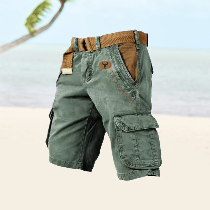 Herren Cargo-Shorts aus Twill & Ripstop Baumwolle | 6 Taschen für Outdoor & Alltag | robuste, lockere Passform | Wandern & Freizeit