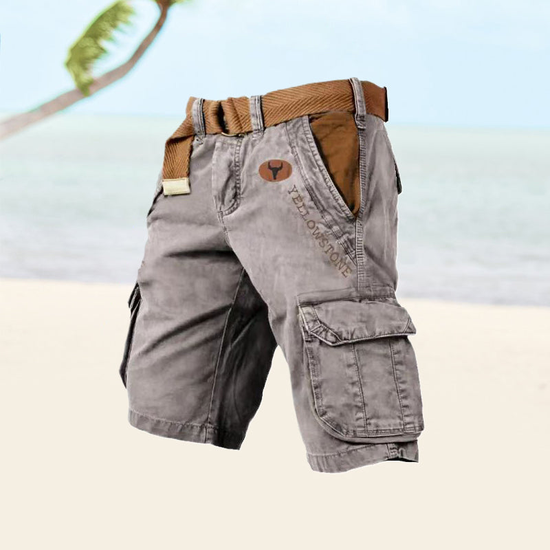 Herren Cargo-Shorts aus Twill & Ripstop Baumwolle | 6 Taschen für Outdoor & Alltag | robuste, lockere Passform | Wandern & Freizeit