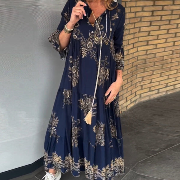 Manuela Lässiges Vintage-Kleid mit V-Ausschnitt