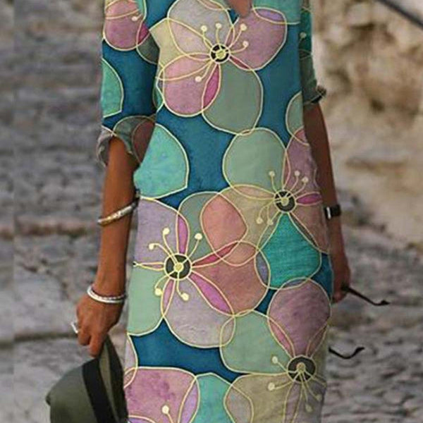 Damen-Sommerkleid mit Blumenprint | Luftig & figurfreundlich geschnitten | Leichtes Midi-Kleid für Alltag & Anlass
