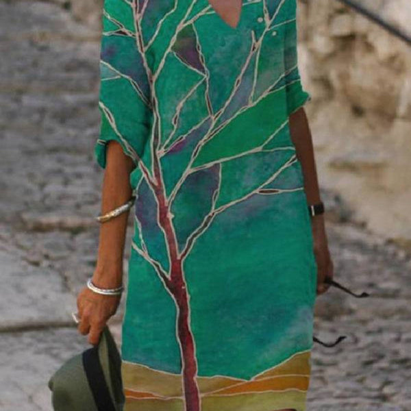 Damen-Sommerkleid mit Blumenprint | Luftig & figurfreundlich geschnitten | Leichtes Midi-Kleid für Alltag & Anlass