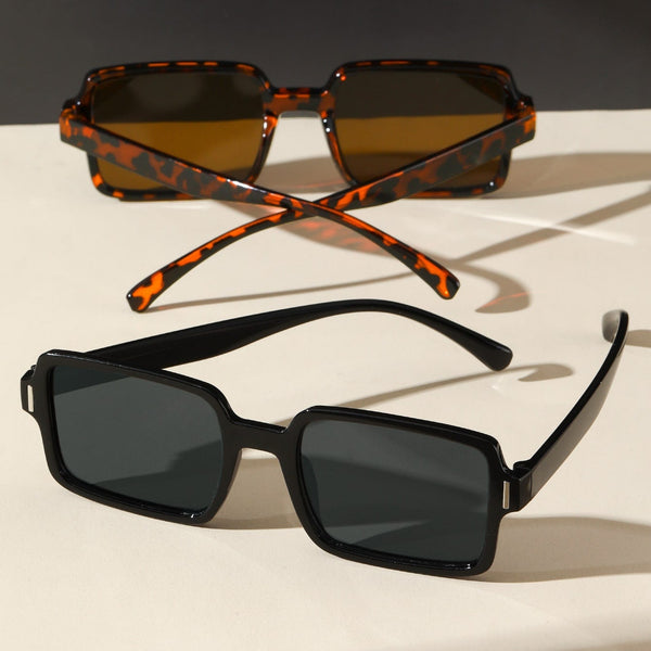 2 Paar Mode Brille mit quadratischem Rahmen, Schildpatt