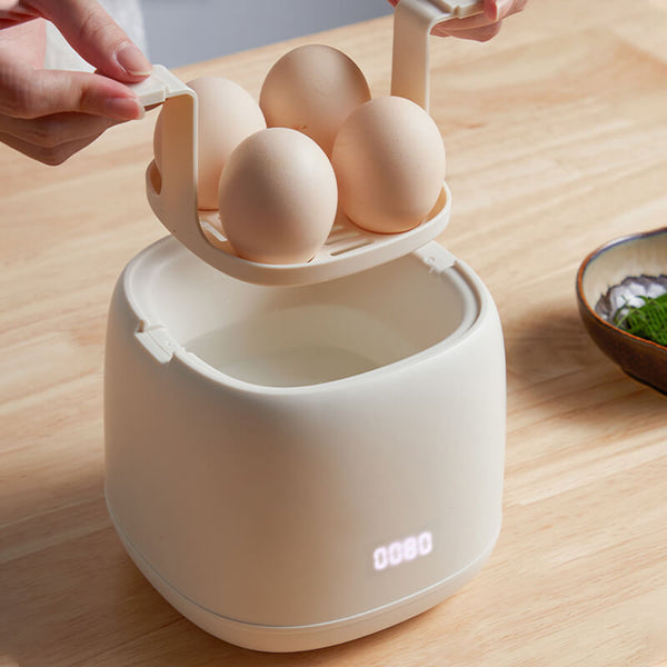 EggiCook Eierkocher | Perfekte Eier auf Knopfdruck | 3 Kochstufen | Kompakt & Sicher