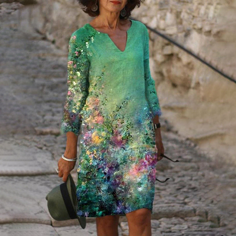 Damen-Sommerkleid mit Blumenprint | Luftig & figurfreundlich geschnitten | Leichtes Midi-Kleid für Alltag & Anlass