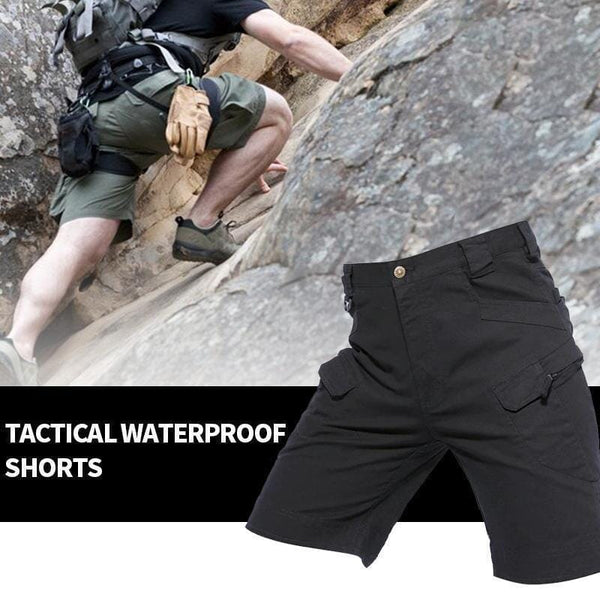 Herren Tactical Shorts elastisch | Reiß- & wasserfestes Poly/Baumwoll-Gewebe | Viele Taschen mit Zip/Klett | Outdoor Wandern
