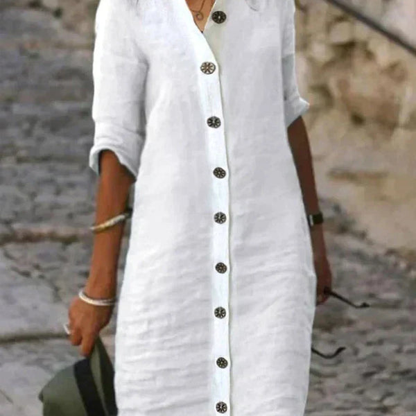 Arielle™ - Elegantes Baumwoll-Midikleid