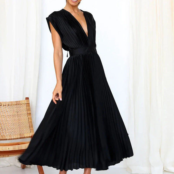 Bria™ | Maxikleid mit V-Ausschnitt und Plissee