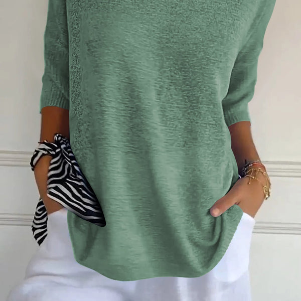 Kaitie™ Unifarbenes Stricktop mit V-Ausschnitt