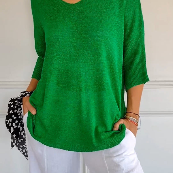 Miriam™ | Unifarbenes Stricktop mit V-Ausschnitt