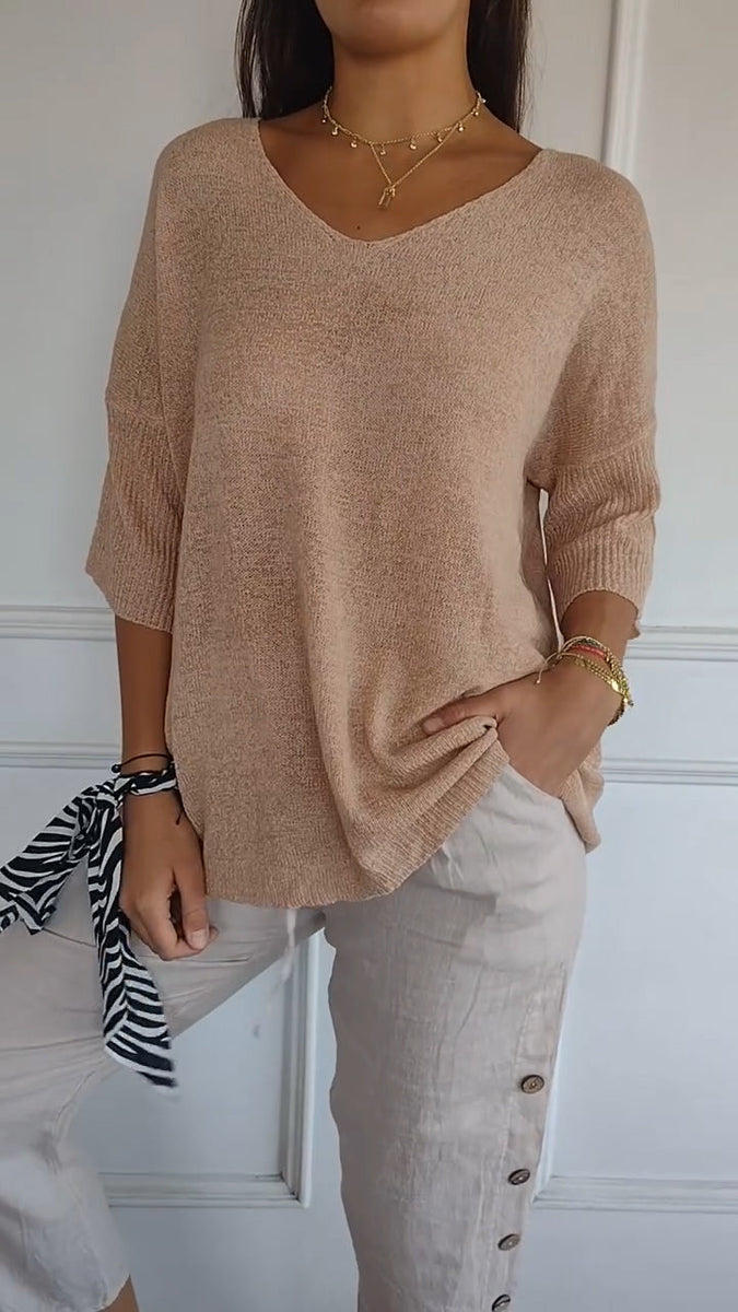 Miriam™ | Unifarbenes Stricktop mit V-Ausschnitt