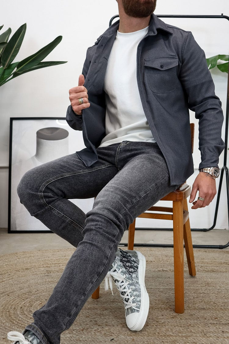 Herren Hemdjacke aus Baumwolle | Taillierter Schnitt mit Brusttaschen & Knopfleiste | Smart Casual