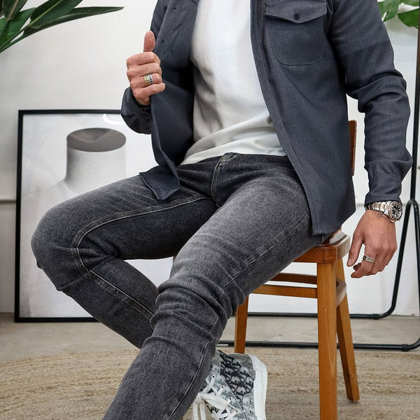 Herren Hemdjacke aus Baumwolle | Taillierter Schnitt mit Brusttaschen & Knopfleiste | Smart Casual