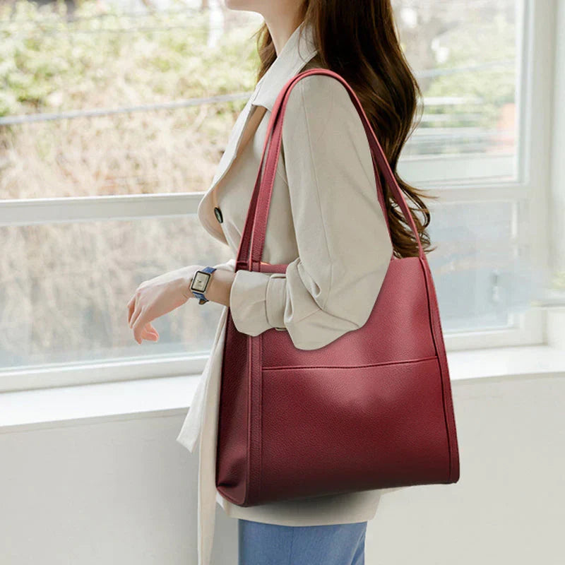 Damen Umhängetasche aus veganem Leder | Geräumige Schultertasche mit Reißverschluss in 5 Farben