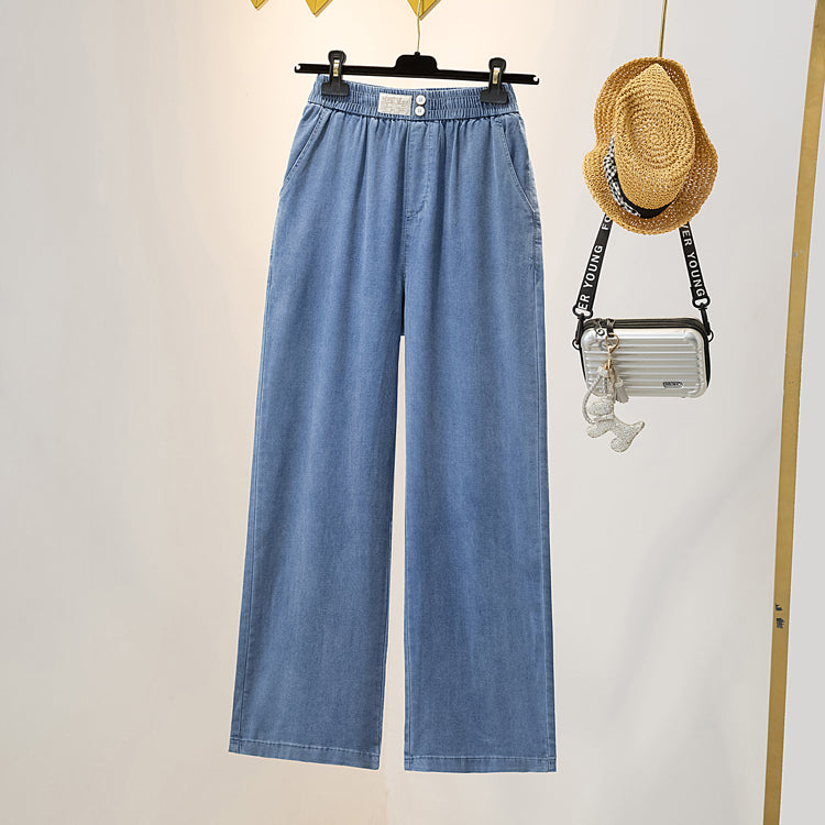 Damen High-Waist Flair Hose mit elastischem Bund | Leichtes, atmungsaktives Stretchgewebe | Mit Taschen & Doppelknopf | Größen L–4XL