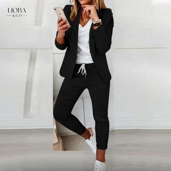 Damen Hosenanzug 2-teilig | Blazer & Hose Set | Elegantes Freizeit- und Business-Outfit