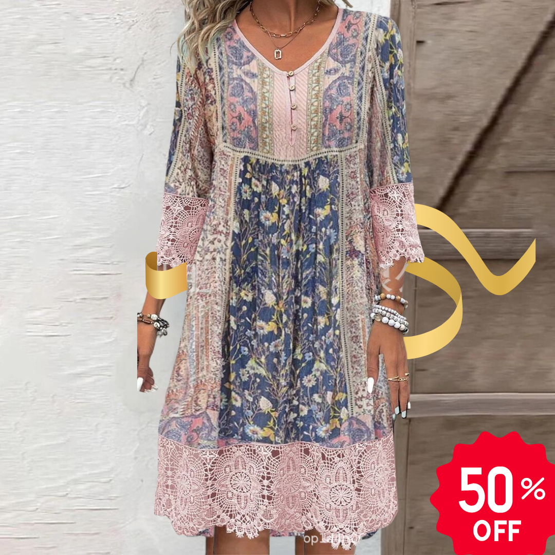 Kamryn - Kleid aus bedruckter Spitze im Vintage-Stil
