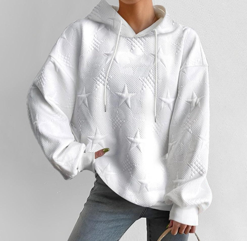 Koshy™ Einfarbiges weißes Sweatshirt mit langen Ärmeln