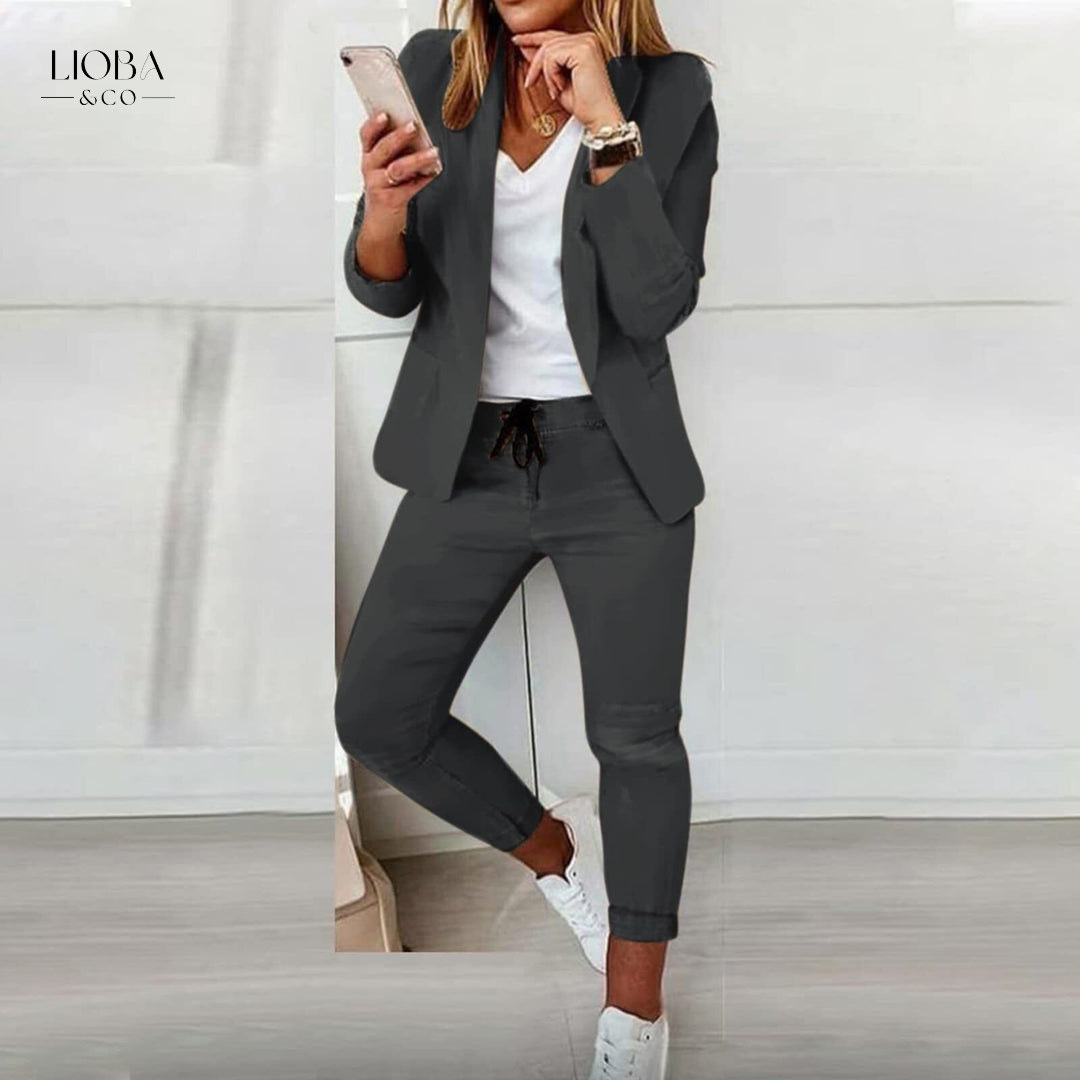 Damen Hosenanzug 2-teilig | Blazer & Hose Set | Elegantes Freizeit- und Business-Outfit