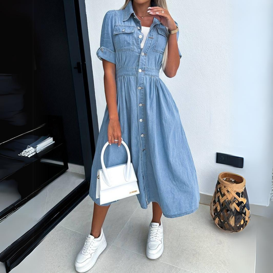 Damen Jeanskleid | Modernes Denimkleid mit lässiger Passform für Alltag, Freizeit und sommerliche Looks