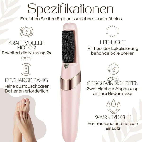 CallusPro™ | Elektrischer Hornhautentferner | Quarz-Kristallrollen | LED-Licht | Wasserdicht