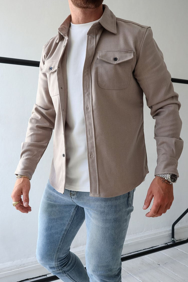 Herren Hemdjacke aus Baumwolle | Taillierter Schnitt mit Brusttaschen & Knopfleiste | Smart Casual