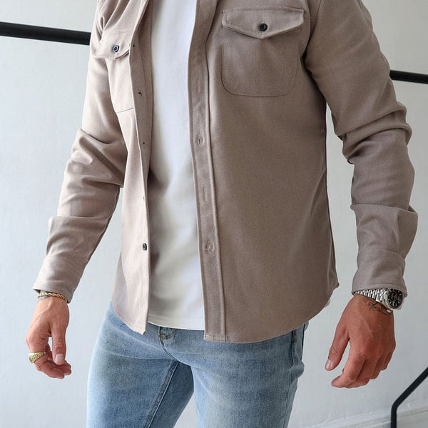 Herren Hemdjacke aus Baumwolle | Taillierter Schnitt mit Brusttaschen & Knopfleiste | Smart Casual