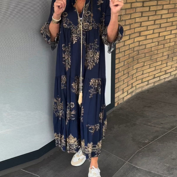 Manuela Lässiges Vintage-Kleid mit V-Ausschnitt