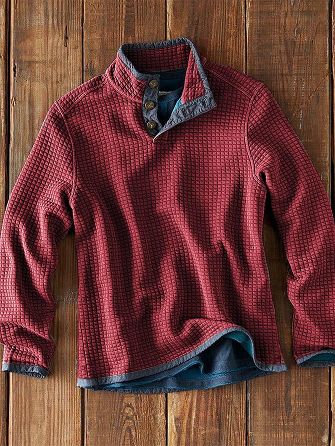 Herren Langarmshirt mit Stehkragen | Lockeres Freizeitshirt für Frühling & Herbst | Bequemer Casual-Pullover