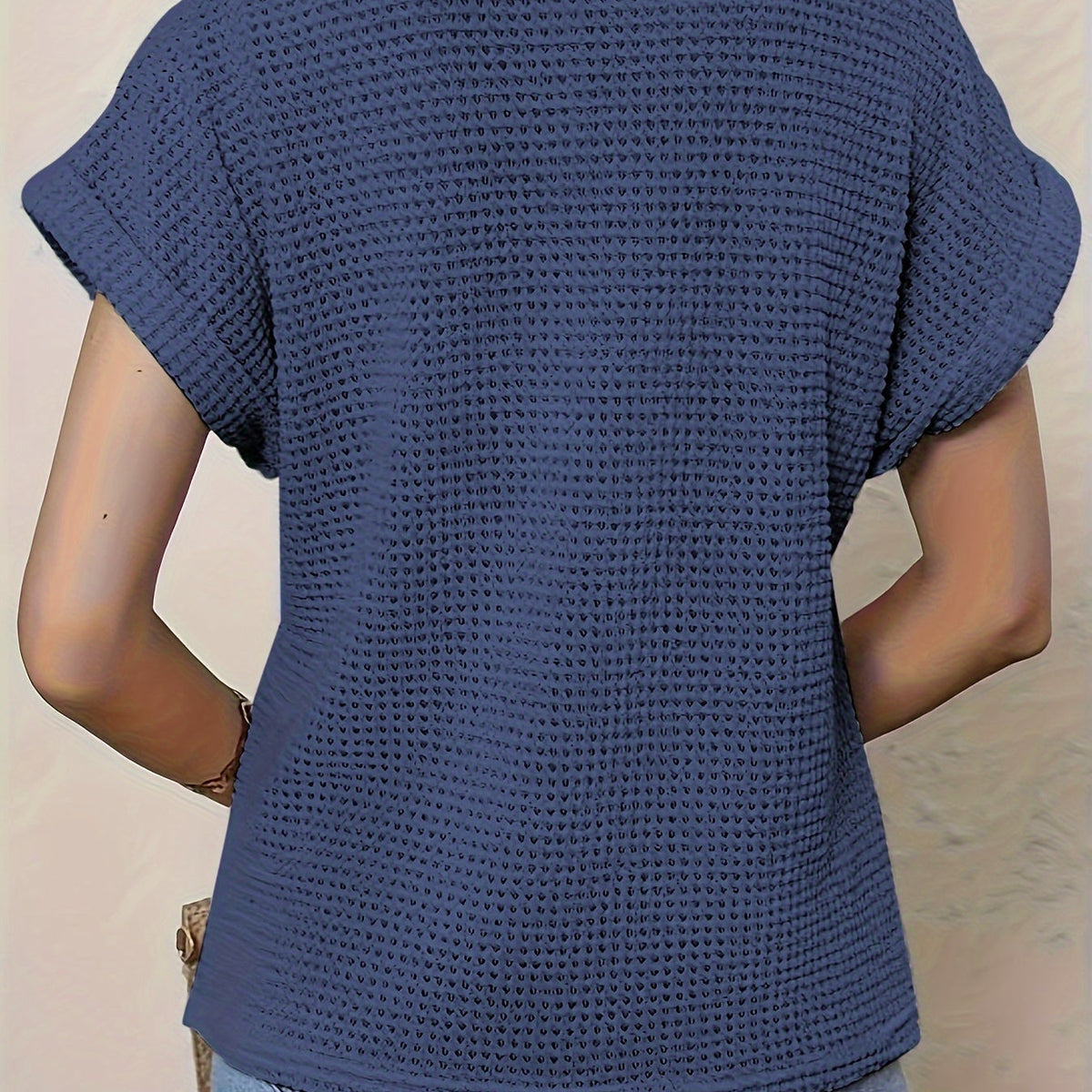 Damen Spitzen-Shirt mit Rundhals | Kurzarm Top elegant & bequem | Frühling/Sommer Basic vielseitig kombinierbar | Aiha