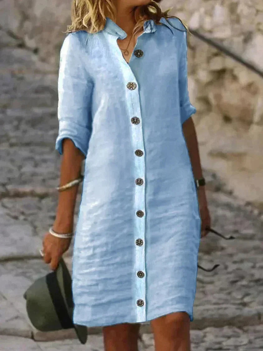 Arielle™ - Elegantes Baumwoll-Midikleid