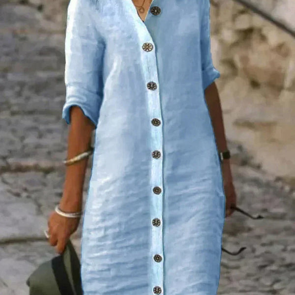 Arielle™ - Elegantes Baumwoll-Midikleid