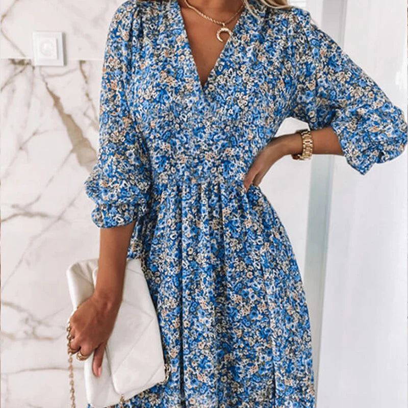 Xiomara™-Ibiza bequemes Damenkleid mit Blumendruck