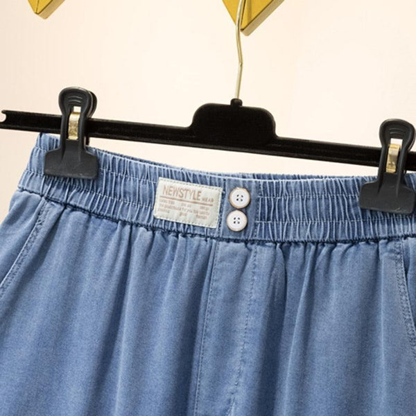 Damen High-Waist Flair Hose mit elastischem Bund | Leichtes, atmungsaktives Stretchgewebe | Mit Taschen & Doppelknopf | Größen L–4XL