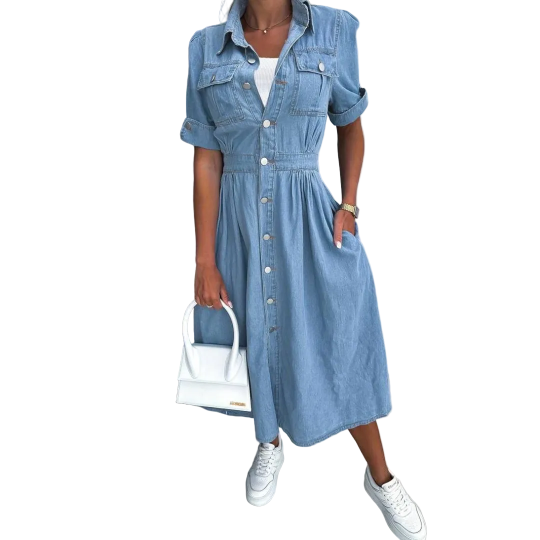 Damen Jeanskleid | Modernes Denimkleid mit lässiger Passform für Alltag, Freizeit und sommerliche Looks