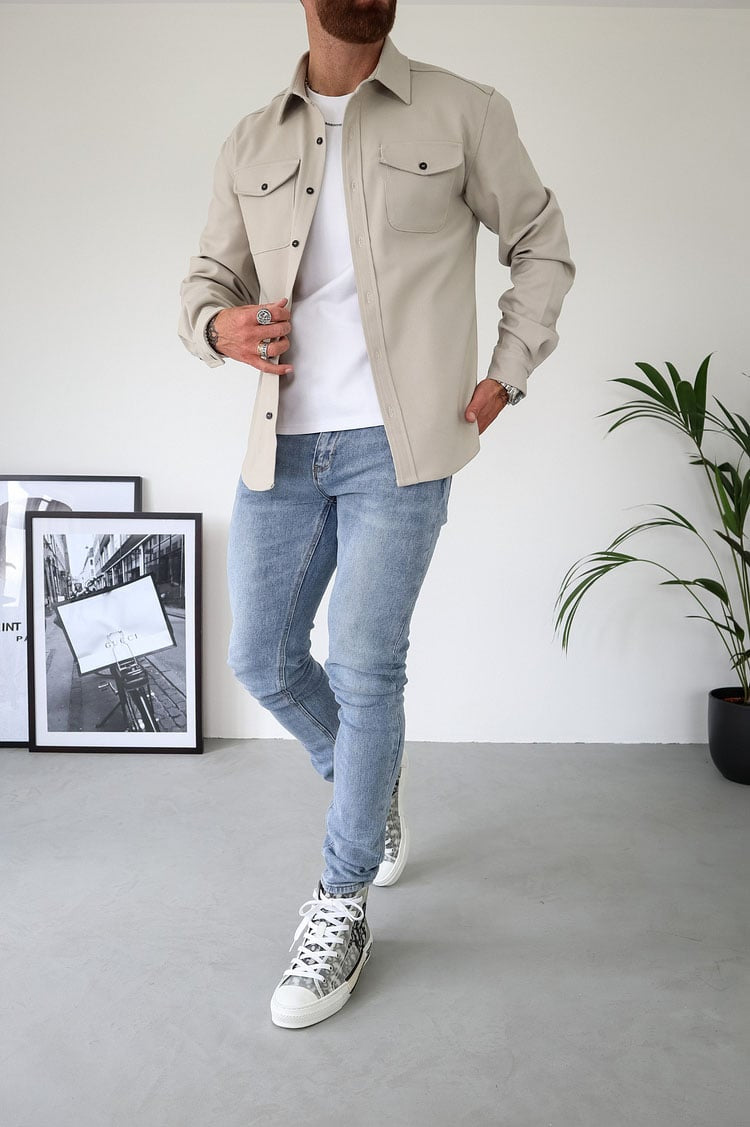 Herren Hemdjacke aus Baumwolle | Taillierter Schnitt mit Brusttaschen & Knopfleiste | Smart Casual