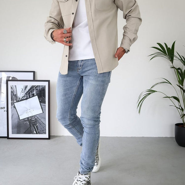 Herren Hemdjacke aus Baumwolle | Taillierter Schnitt mit Brusttaschen & Knopfleiste | Smart Casual
