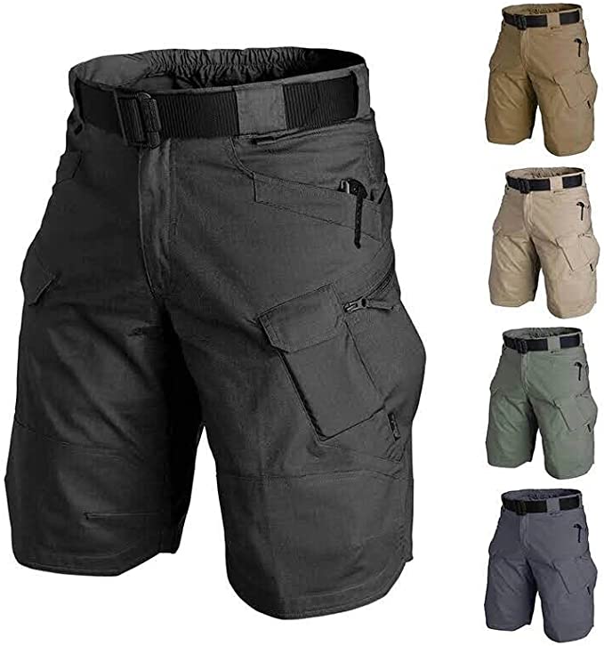 Herren Tactical Shorts elastisch | Reiß- & wasserfestes Poly/Baumwoll-Gewebe | Viele Taschen mit Zip/Klett | Outdoor Wandern