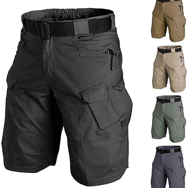 Herren Tactical Shorts elastisch | Reiß- & wasserfestes Poly/Baumwoll-Gewebe | Viele Taschen mit Zip/Klett | Outdoor Wandern