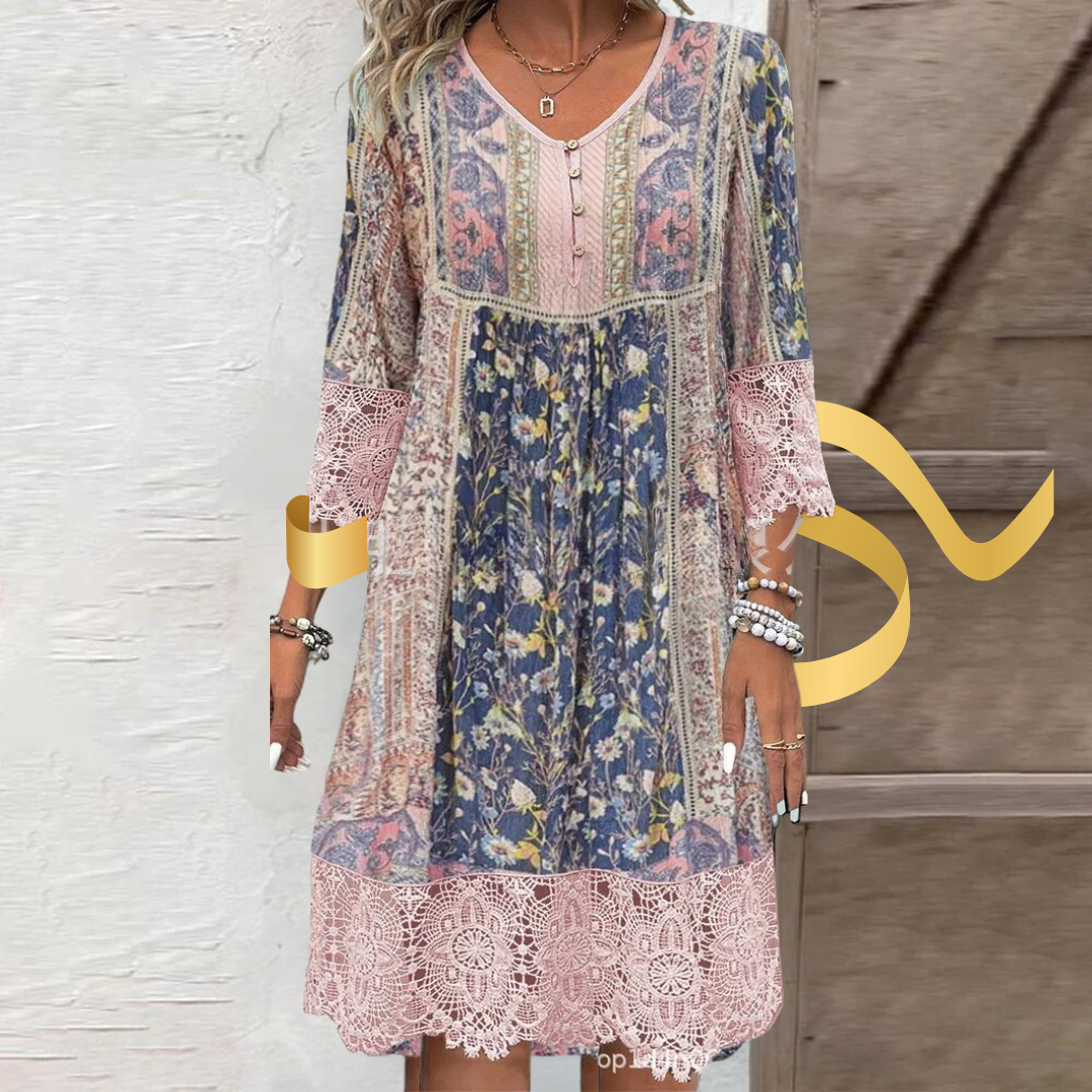 Kamryn - Kleid aus bedruckter Spitze im Vintage-Stil