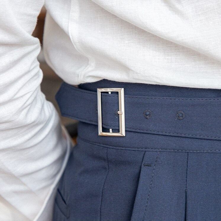 Herren Gurkha Hose mit hohem Bund | Gerade geschnittene Businesshose | Elegante Freizeithose im Vintage-Stil