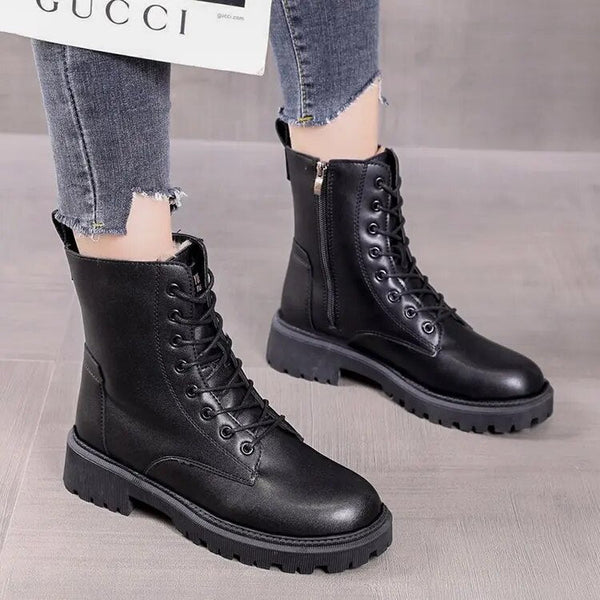 Dylana™ - Schwarze Winterstiefel aus Kunstleder