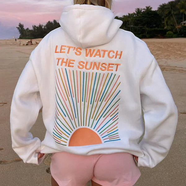 Unisex Kapuzenpullover | Leicht & atmungsaktiv | Sunset Grafikprint „Let’s Watch the Sunset“ | Bequeme Passform