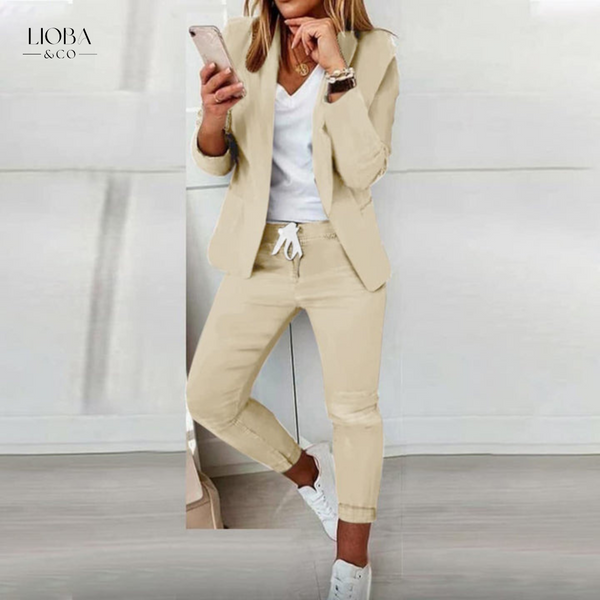 Damen Hosenanzug 2-teilig | Blazer & Hose Set | Elegantes Freizeit- und Business-Outfit